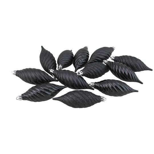 125ct. Jet Black Shatterproof 4-Finish Christmas Ornaments